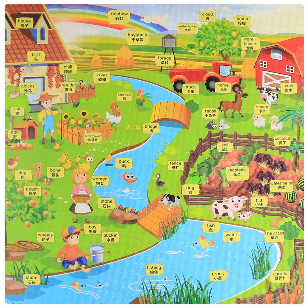 Farm Life Bilingual Play Foam Jigsaw Yogga Mat